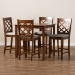 Baxton Studio Alora Modern and Contemporary Grey Fabric Upholstered Walnut Brown Finished 5-Piece Wood Pub Set - BSORH320P-Grey/Walnut-5PC Pub Set