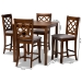 Baxton Studio Alora Modern and Contemporary Grey Fabric Upholstered Walnut Brown Finished 5-Piece Wood Pub Set - BSORH320P-Grey/Walnut-5PC Pub Set