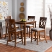 Baxton Studio Verina Modern and Contemporary Grey Fabric Upholstered Walnut Brown Finished 5-Piece Wood Pub Set - BSORH323P-Grey/Walnut-5PC Pub Set