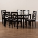 Baxton Studio Lanier Modern and Contemporary Grey Fabric Upholstered and Dark Brown Finished Wood 7-Piece Dining Set - BSORH318C-Grey/Dark Brown-7PC Dining Set