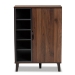 Baxton Studio Idina Mid-Century Modern Two-Tone Walnut Brown and Grey Finished Wood 1-Door Shoe Cabinet - BSOSESC16104-Columbia-Shoe Cabinet