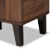 Baxton Studio Idina Mid-Century Modern Two-Tone Walnut Brown and Grey Finished Wood 1-Door Shoe Cabinet - BSOSESC16104-Columbia-Shoe Cabinet