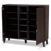 Baxton Studio Idina Mid-Century Modern Two-Tone Dark Brown and Grey Finished Wood 2-Door Shoe Cabinet - BSOSESC16105-Modi Wenge-Shoe Cabinet