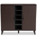 Baxton Studio Idina Mid-Century Modern Two-Tone Dark Brown and Grey Finished Wood 2-Door Shoe Cabinet - BSOSESC16105-Modi Wenge-Shoe Cabinet