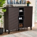 Baxton Studio Idina Mid-Century Modern Two-Tone Dark Brown and Grey Finished Wood 2-Door Shoe Cabinet - BSOSESC16105-Modi Wenge-Shoe Cabinet