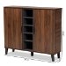Baxton Studio Idina Mid-Century Modern Two-Tone Walnut Brown and Grey Finished Wood 2-Door Shoe Cabinet - BSOSESC16105-Columbia-Shoe Cabinet