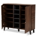 Baxton Studio Idina Mid-Century Modern Two-Tone Walnut Brown and Grey Finished Wood 2-Door Shoe Cabinet - BSOSESC16105-Columbia-Shoe Cabinet