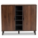 Baxton Studio Idina Mid-Century Modern Two-Tone Walnut Brown and Grey Finished Wood 2-Door Shoe Cabinet - BSOSESC16105-Columbia-Shoe Cabinet