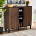 Baxton Studio Idina Mid-Century Modern Two-Tone Walnut Brown and Grey Finished Wood 2-Door Shoe Cabinet - BSOSESC16105-Columbia-Shoe Cabinet