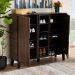 Baxton Studio Idina Mid-Century Modern Two-Tone Walnut Brown and Grey Finished Wood 2-Door Shoe Cabinet - BSOSESC16105-Columbia-Shoe Cabinet