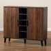 Baxton Studio Idina Mid-Century Modern Two-Tone Walnut Brown and Grey Finished Wood 2-Door Shoe Cabinet - BSOSESC16105-Columbia-Shoe Cabinet