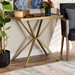Baxton Studio Carlo Modern and Contemporary Walnut Finished Wood and Gold Finished Metal Console Table - BSOLY80-SF-Gold-Console