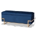 Baxton Studio Parker Glam and Luxe Navy Blue Velvet Upholstered and Gold Metal Finished Storage Ottoman - BSOJY20A122L-Navy Blue/Gold-Storage Otto