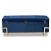 Baxton Studio Parker Glam and Luxe Navy Blue Velvet Upholstered and Gold Metal Finished Storage Ottoman - BSOJY20A122L-Navy Blue/Gold-Storage Otto
