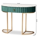Baxton Studio Beale Luxe and Glam Green Velvet Upholstered and Brushed Gold Finished 1-Drawer Console Table with Faux Marble Tabletop - BSOJY20A157-Green/Gold-Console