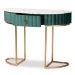 Baxton Studio Beale Luxe and Glam Green Velvet Upholstered and Brushed Gold Finished 1-Drawer Console Table with Faux Marble Tabletop - BSOJY20A157-Green/Gold-Console