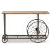 Baxton Studio Terence Vintage Rustic Industrial Natural Finished Wood and Black Finished Metal Wheeled Console Table - BSOJY20A074-Natural/Black-Console