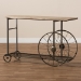 Baxton Studio Terence Vintage Rustic Industrial Natural Finished Wood and Black Finished Metal Wheeled Console Table - BSOJY20A074-Natural/Black-Console