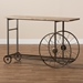 Baxton Studio Terence Vintage Rustic Industrial Natural Finished Wood and Black Finished Metal Wheeled Console Table - BSOJY20A074-Natural/Black-Console