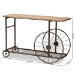Baxton Studio Terence Vintage Rustic Industrial Natural Finished Wood and Black Finished Metal Wheeled Console Table - BSOJY20A074-Natural/Black-Console