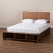 Baxton Studio Alba Modern Transitional Ash Walnut Brown Finished Wood Full Size 4-Drawer Platform Storage Bed with Built-In Shelves - BSOAlba-Ash Walnut-Full