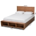 Baxton Studio Alba Modern Transitional Ash Walnut Brown Finished Wood Full Size 4-Drawer Platform Storage Bed with Built-In Shelves - BSOAlba-Ash Walnut-Full