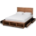 Baxton Studio Alba Modern Transitional Ash Walnut Brown Finished Wood Full Size 4-Drawer Platform Storage Bed with Built-In Shelves - BSOAlba-Ash Walnut-Full