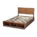 Baxton Studio Alba Modern Transitional Ash Walnut Brown Finished Wood Full Size 4-Drawer Platform Storage Bed with Built-In Shelves - BSOAlba-Ash Walnut-Full