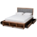 Baxton Studio Cosma Modern Transitional Ash Walnut Brown Finished Wood 4-Drawer Full Size Platform Storage Bed - BSOCosma-Dark Grey/Ash Walnut-Full