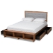 Baxton Studio Cosma Modern Transitional Ash Walnut Brown Finished Wood 4-Drawer Queen Size Platform Storage Bed - BSOCosma-Light Grey/Ash Walnut-Queen