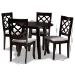 Baxton Studio Daisy Modern and Contemporary Grey Fabric Upholstered and Dark Brown Finished Wood 5-Piece Dining Set - BSODaisy-Grey/Dark Brown-5PC Dining Set