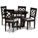 Baxton Studio Selby Modern and Contemporary Grey Fabric Upholstered and Dark Brown Finished Wood 5-Piece Dining Set - BSOSelby-Grey/Dark Brown-5PC Dining Set