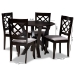 Baxton Studio Adina Modern and Contemporary Grey Fabric Upholstered and Dark Brown Finished Wood 5-Piece Dining Set - BSOAdina-Grey/Dark Brown-5PC Dining Set