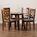 Baxton Studio Adara Modern and Contemporary Grey Fabric Upholstered and Walnut Brown Finished Wood 5-Piece Dining Set - BSOAdara-Grey/Walnut-5PC Dining Set