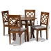 Baxton Studio Adara Modern and Contemporary Grey Fabric Upholstered and Walnut Brown Finished Wood 5-Piece Dining Set - BSOAdara-Grey/Walnut-5PC Dining Set