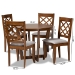 Baxton Studio Dayna Modern and Contemporary Grey Fabric Upholstered and Walnut Brown Finished Wood 5-Piece Dining Set - BSODayna-Grey/Walnut-5PC Dining Set