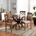 Baxton Studio Beth Modern and Contemporary Grey Fabric Upholstered and Walnut Brown Finished Wood 5-Piece Dining Set - BSOBeth-Grey/Walnut-5PC Dining Set