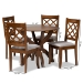 Baxton Studio Beth Modern and Contemporary Grey Fabric Upholstered and Walnut Brown Finished Wood 5-Piece Dining Set - BSOBeth-Grey/Walnut-5PC Dining Set