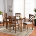 Baxton Studio Sari Modern and Contemporary Grey Fabric Upholstered and Walnut Brown Finished Wood 5-Piece Dining Set - BSOSari-Grey/Walnut-5PC Dining Set