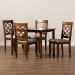Baxton Studio Sari Modern and Contemporary Grey Fabric Upholstered and Walnut Brown Finished Wood 5-Piece Dining Set - BSOSari-Grey/Walnut-5PC Dining Set