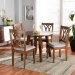 Baxton Studio Leon Modern and Contemporary Grey Fabric Upholstered and Walnut Brown Finished Wood 5-Piece Dining Set - BSOLeon-Grey/Walnut-5PC Dining Set