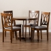 Baxton Studio Aggie Modern and Contemporary Grey Fabric Upholstered and Walnut Brown Finished Wood 5-Piece Dining Set - BSOAggie-Grey/Walnut-5PC Dining Set