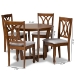 Baxton Studio Aggie Modern and Contemporary Grey Fabric Upholstered and Walnut Brown Finished Wood 5-Piece Dining Set - BSOAggie-Grey/Walnut-5PC Dining Set