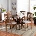 Baxton Studio April Modern and Contemporary Grey Fabric Upholstered and Walnut Brown Finished Wood 5-Piece Dining Set - BSOApril-Grey/Walnut-5PC Dining Set