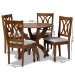 Baxton Studio April Modern and Contemporary Grey Fabric Upholstered and Walnut Brown Finished Wood 5-Piece Dining Set - BSOApril-Grey/Walnut-5PC Dining Set
