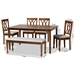 Baxton Studio Reneau Modern and Contemporary Grey Fabric Upholstered and Walnut Brown Finished Wood 6-Piece Dining Set - BSORH316C-Grey/Walnut-6PC Dining Set