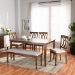 Baxton Studio Reneau Modern and Contemporary Grey Fabric Upholstered and Walnut Brown Finished Wood 6-Piece Dining Set - BSORH316C-Grey/Walnut-6PC Dining Set