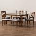 Baxton Studio Reneau Modern and Contemporary Grey Fabric Upholstered and Walnut Brown Finished Wood 6-Piece Dining Set - BSORH316C-Grey/Walnut-6PC Dining Set
