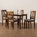 Baxton Studio Sefa Modern and Contemporary Grey Fabric Upholstered and Walnut Brown Finished Wood 5-Piece Dining Set - BSOSefa-Grey/Walnut-5PC Dining Set