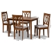 Baxton Studio Sefa Modern and Contemporary Grey Fabric Upholstered and Walnut Brown Finished Wood 5-Piece Dining Set - BSOSefa-Grey/Walnut-5PC Dining Set